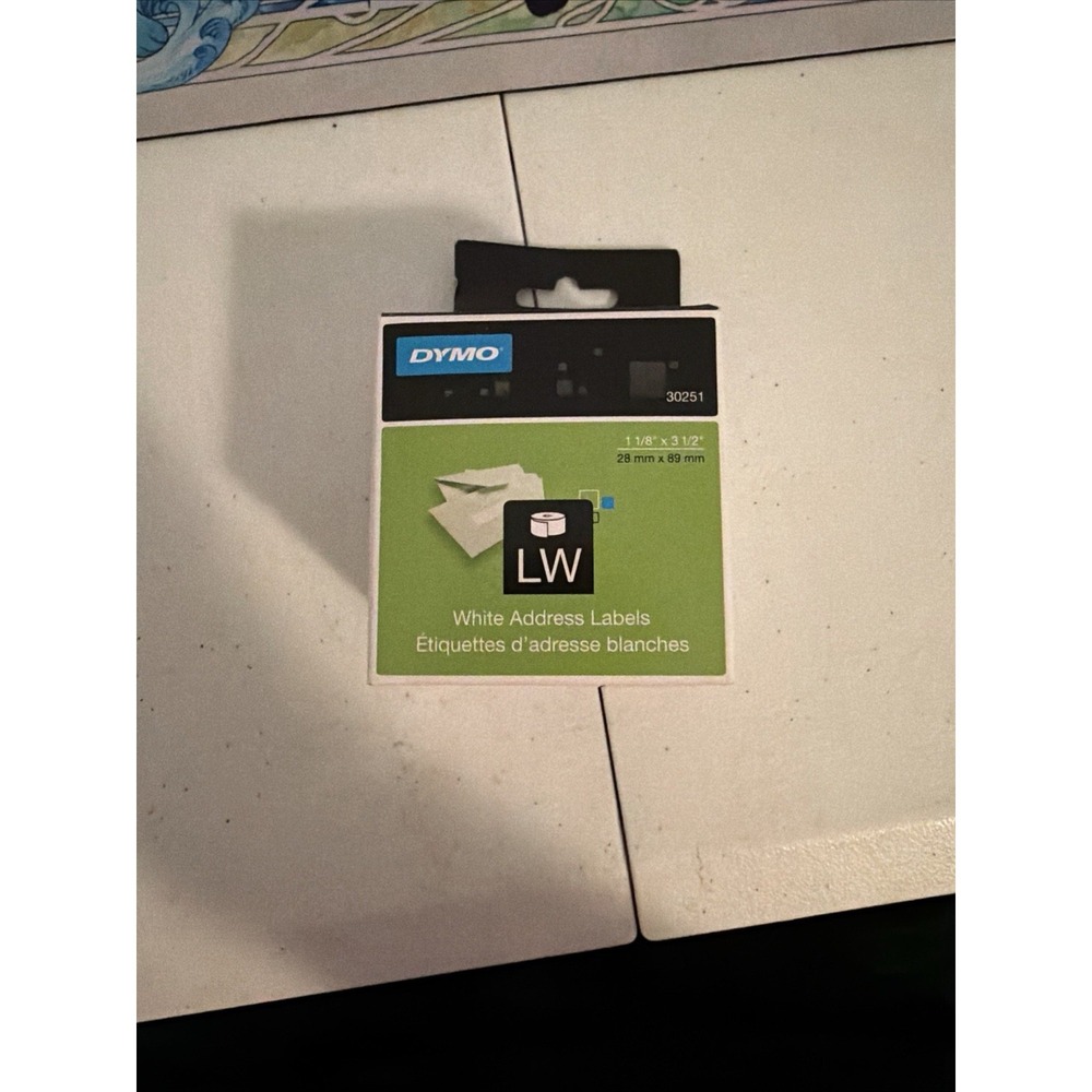 DYMO LabelWriter Address Labels 1 1/8 x 3 1/2 White 2 Rolls/130 Each. 30251